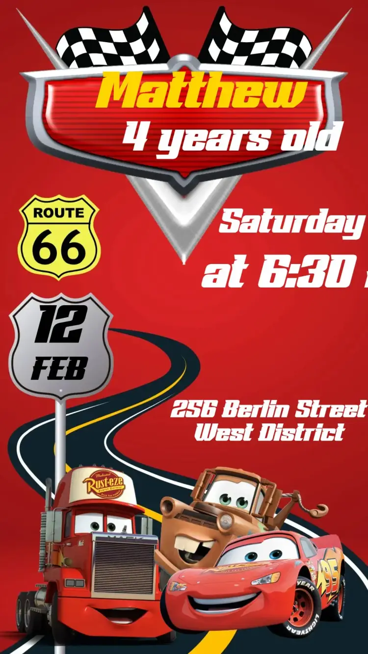 Disney Cars invitation