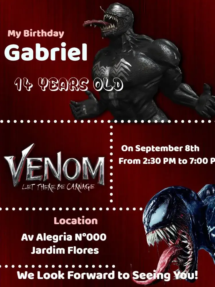 Invitation Blue Venom – Birthday theme modern, colorful, fun, themed, youthful, vibrant