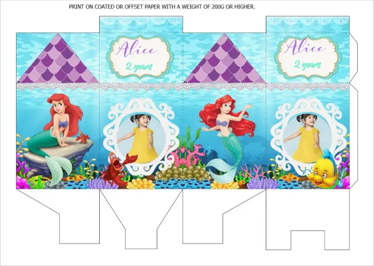 Box Milk The Little Mermaid Ariel With Characters Photo invitation