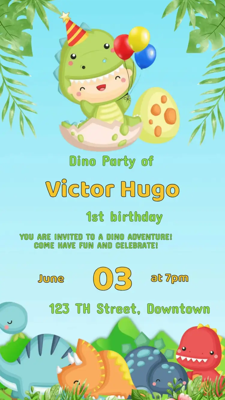 Dino Baby Birthday Invitation