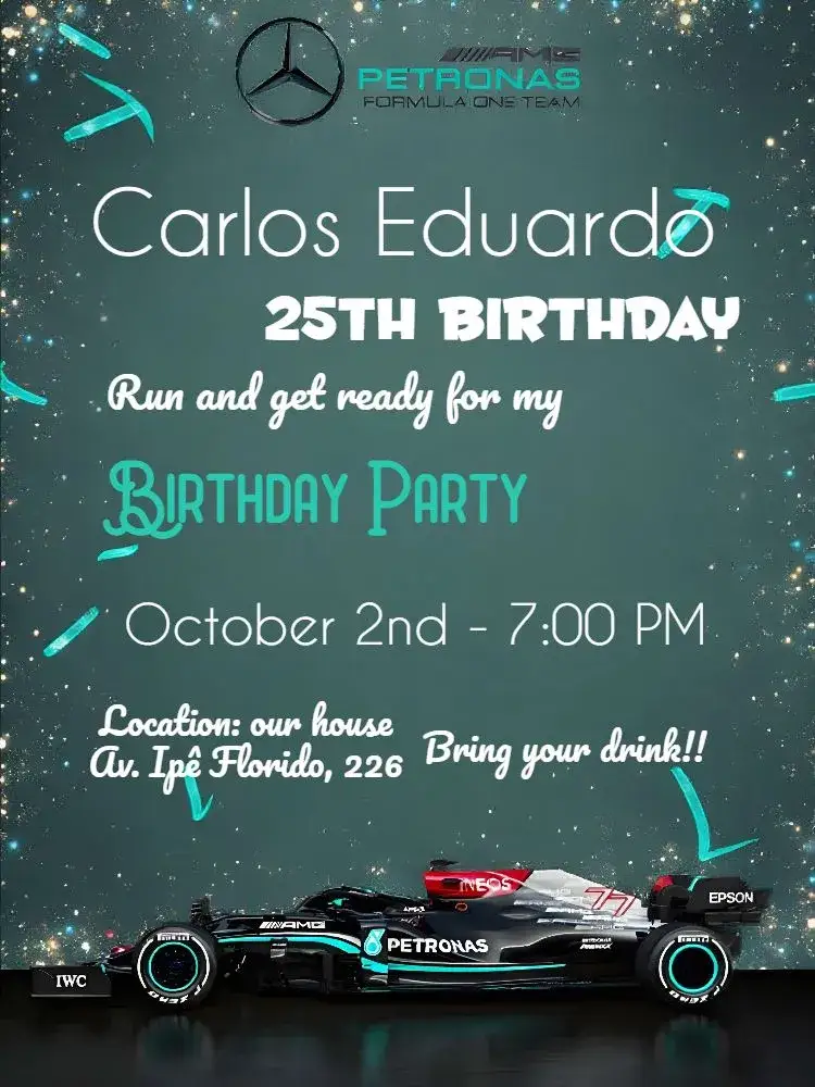 Invitation Mercedes Formula 1 Formula – Most searched for theme modern, sporty, dynamic, elegant, technological