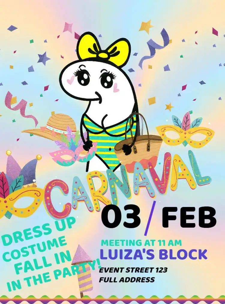 Invitation Flork Carnival Block Masks – Commemorative Dates theme colorful, fun, modern, themed, cheerful