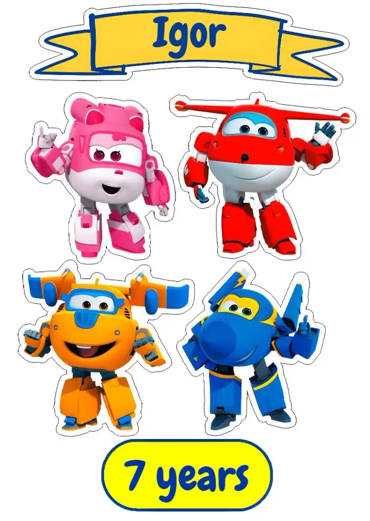 Invitation Colorful Super Wings Cake Topper – Cake topper theme colorful, fun, themed, childish, modern