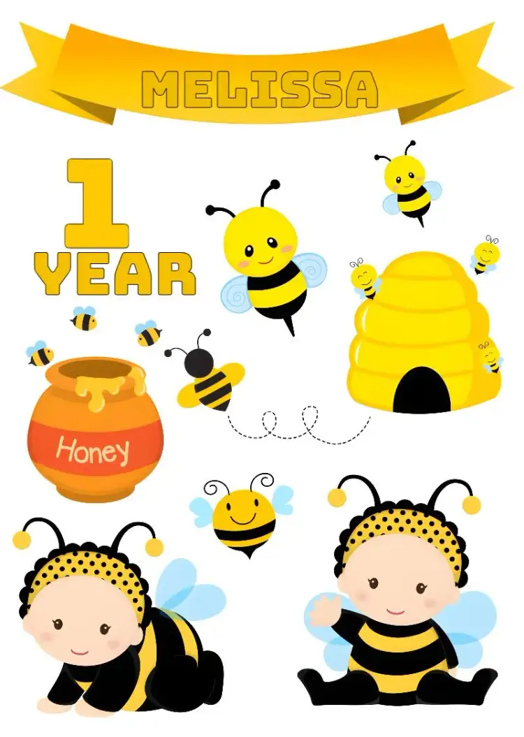 Invitation Topo De Bolo Abelhinha Honey – Cake topper theme colorful, childlike, fun, themed, nature-themed