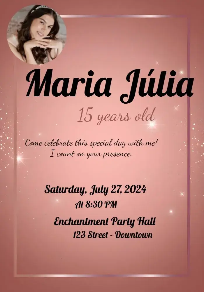 Invite 15 Years Rosé With Adult Photo editable and customizable