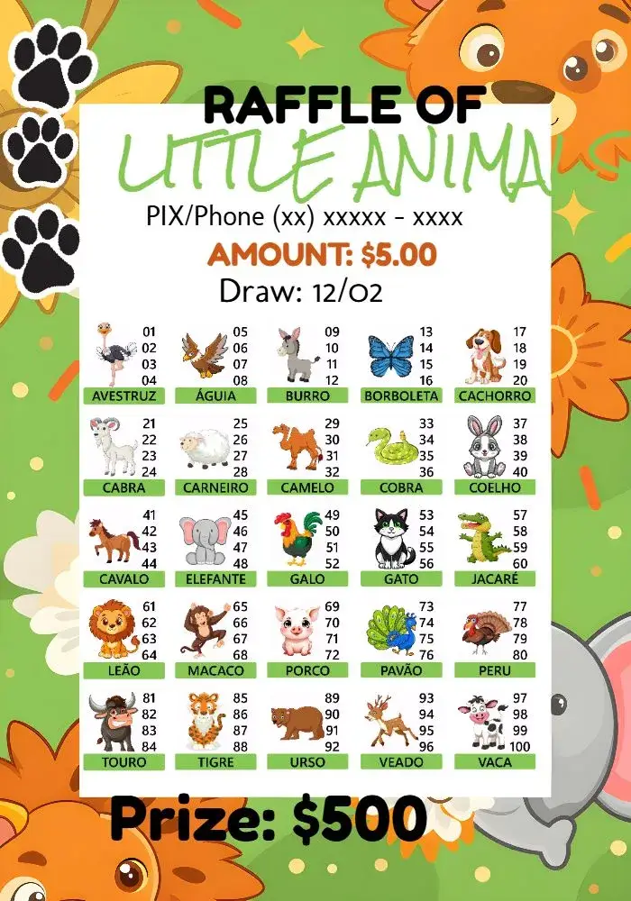 Raffle Of Animals Awards Money invitation