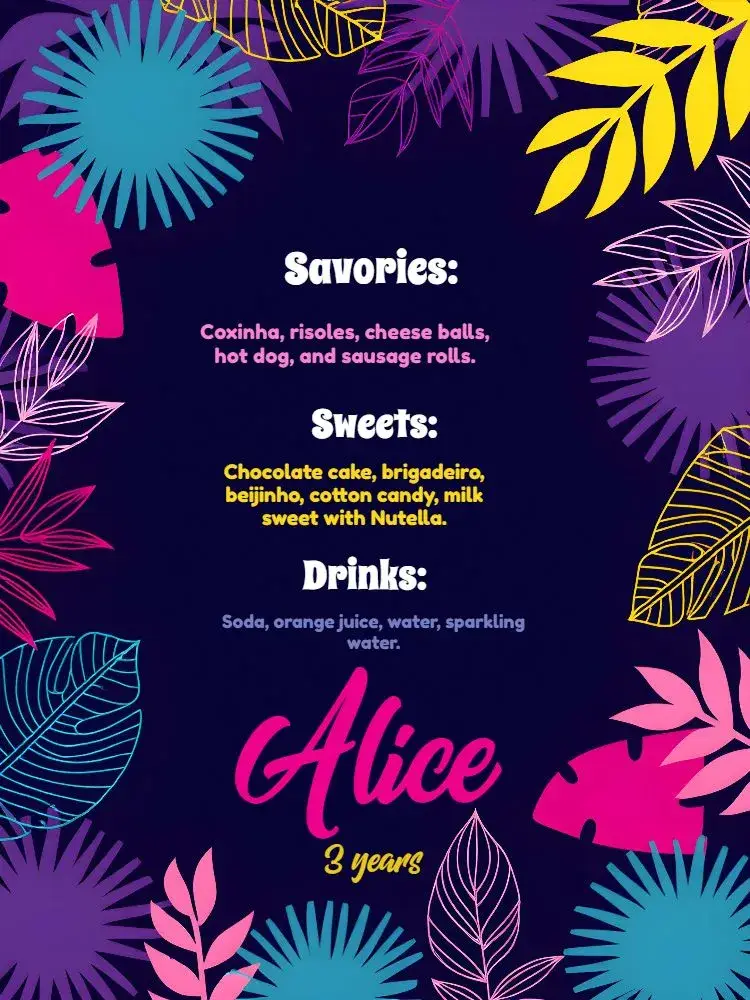 Tropical Farofa Menu invitation