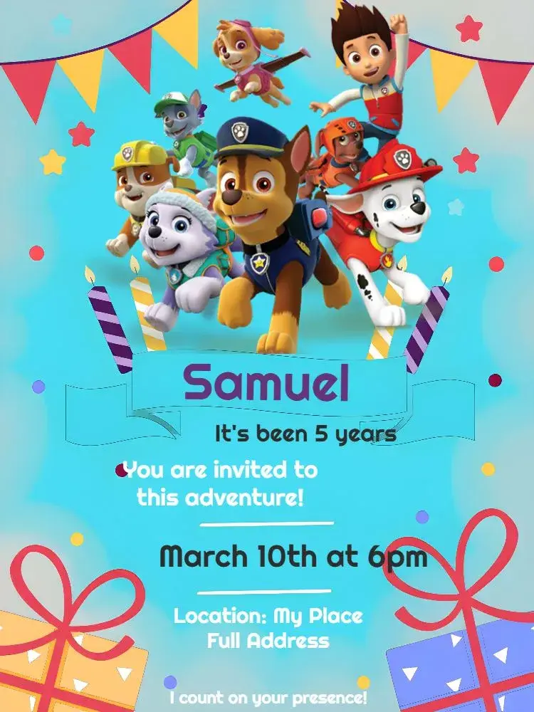 White Paw Patrol invitation