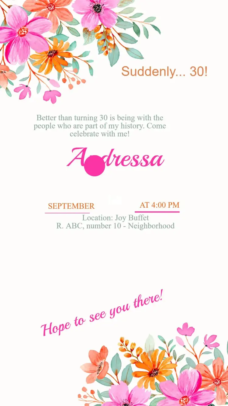 Invitation Floral Birthday Invitation – Birthday theme floral, colorful, elegant, vintage, romantic, modern