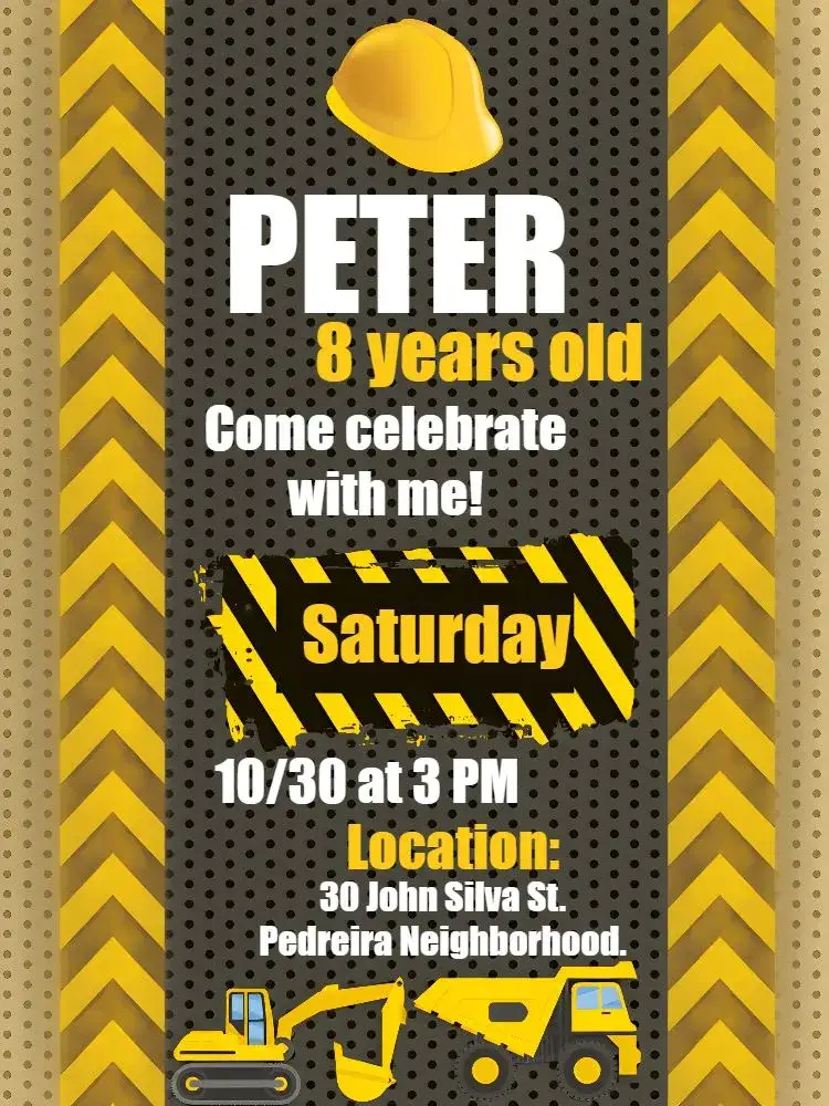 Invitation Architect Construction – Raffle Tea theme modern, industrial, vibrant, constructive, creative