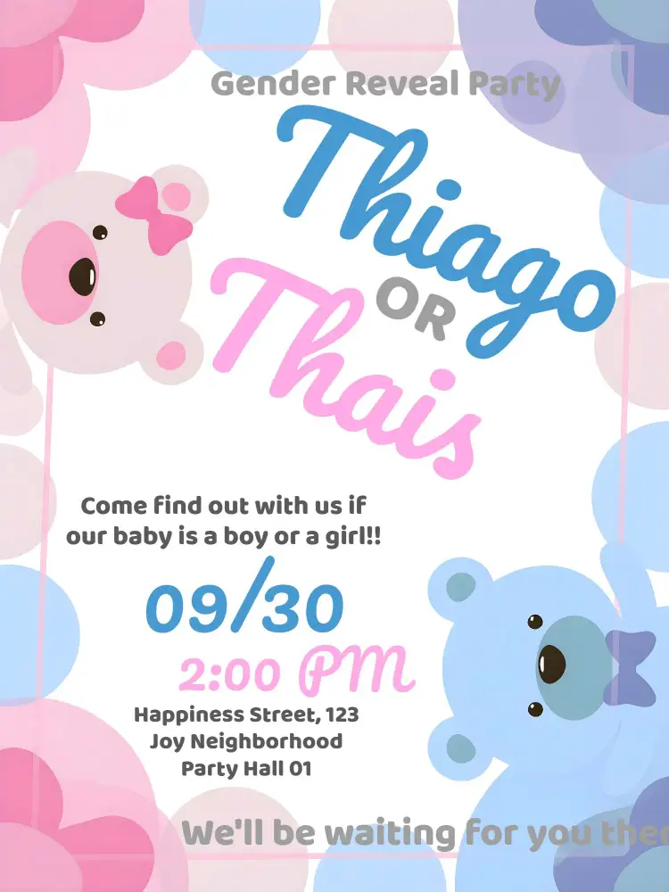 Teddy Bear Tea Gender Reveal invitation
