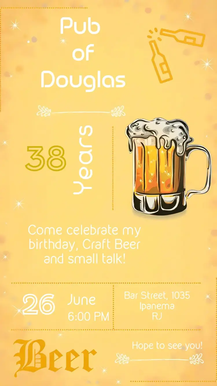 Invite Black Pub editable and customizable