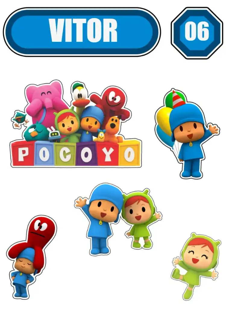 Invitation Pocoyo Octopus Cake Topper – Cake topper theme colorful, fun-filled, childish, themed, lively