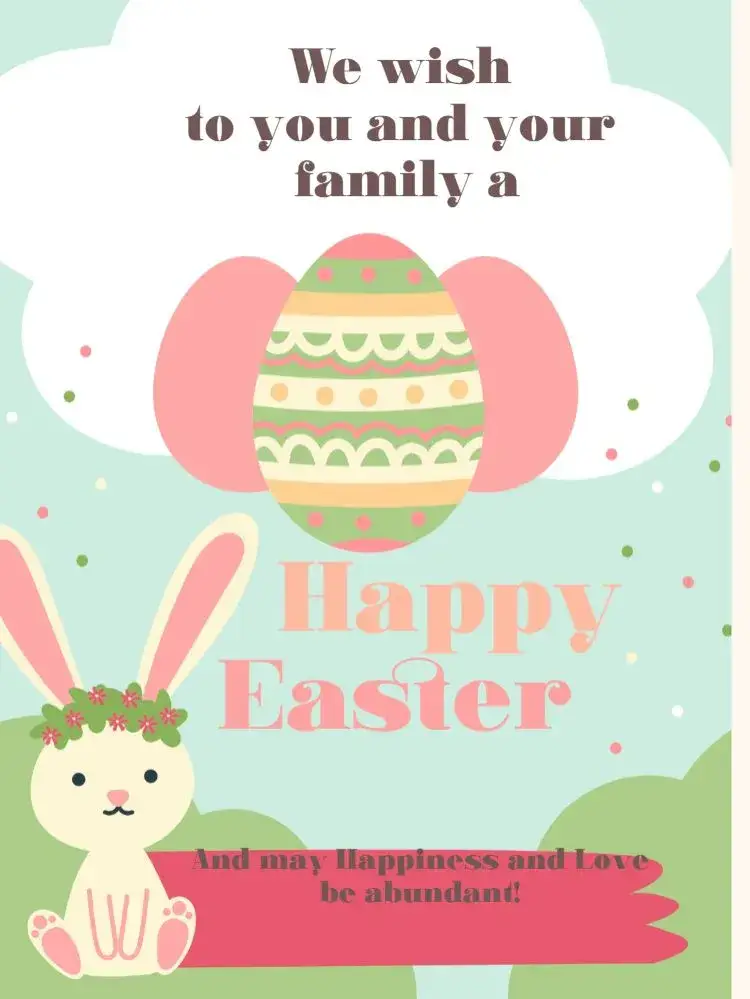 Happy Easter Pink Bunny Card invitation