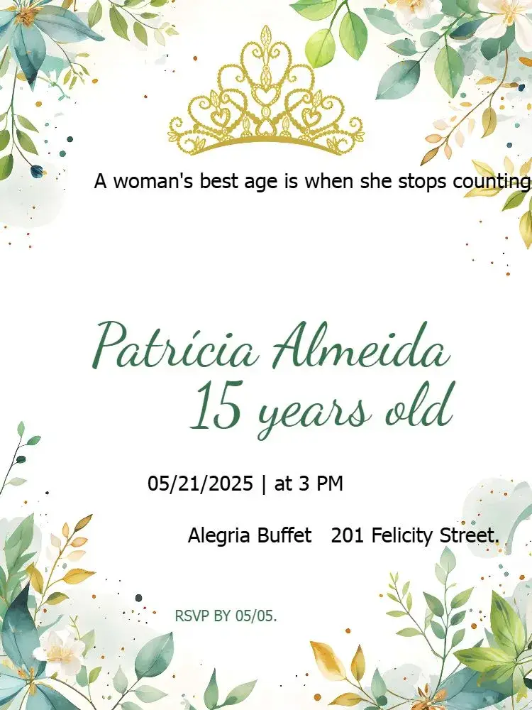15th Birthday Watercolor Floral invitation