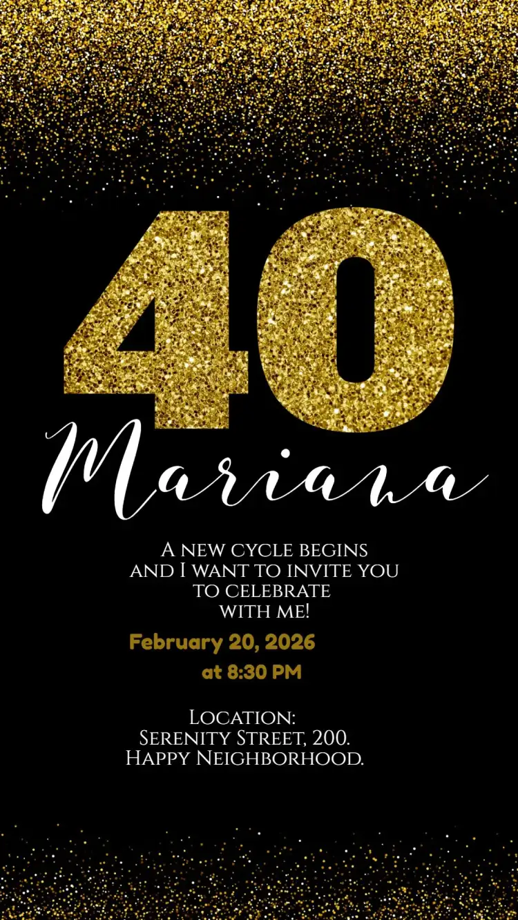 Invitation Golden Forties – Birthday theme golden, sparkle, elegant, modern, sophisticated