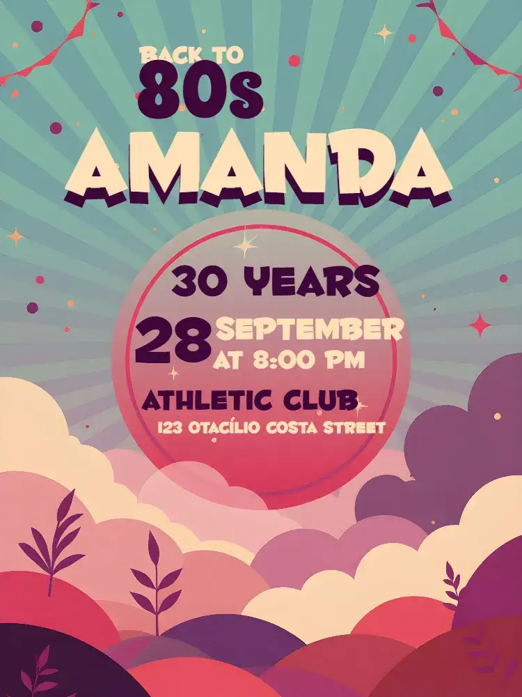 Invitation 80s Retro Vintage – Sweet 15 theme retro, vintage, colorful, 80s-themed, vinyl records, pop style