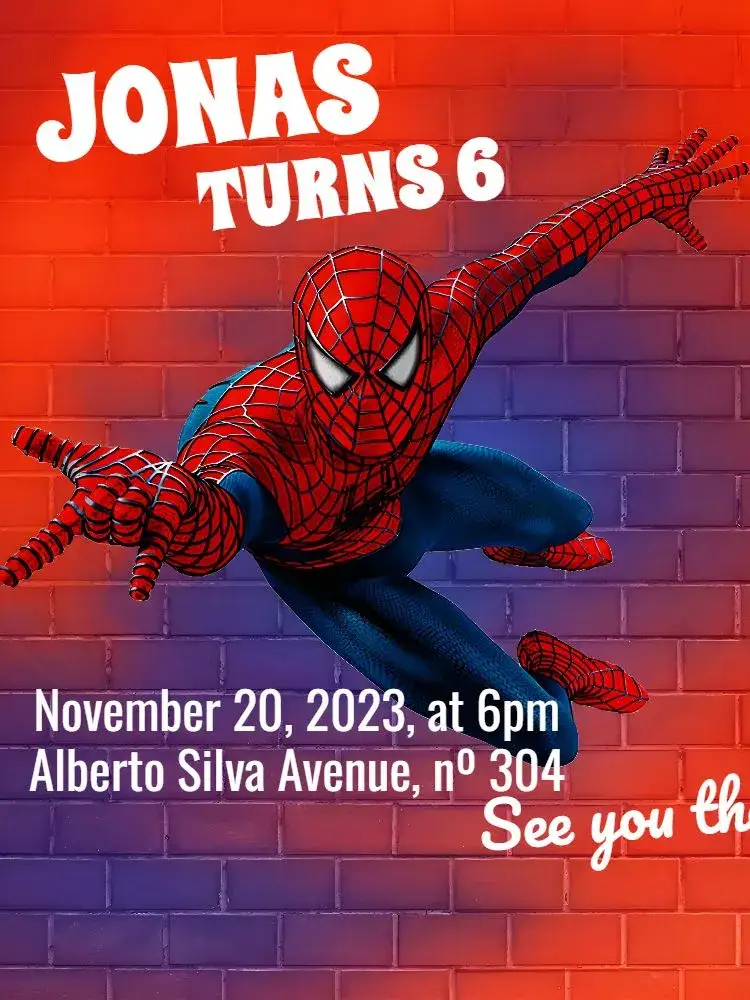 Invitation Spider-Man – Most searched for theme superhero-themed, colorful, modern, fun-filled, youthful