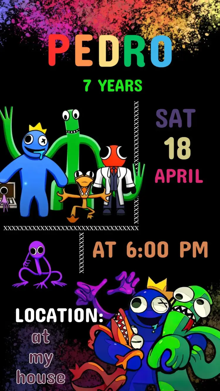 Rainbow friend Birthday Invitation