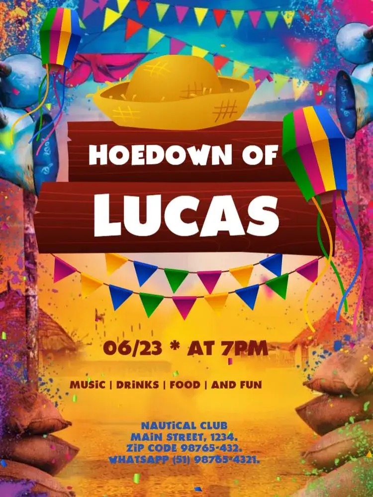 Invitation Light Colorful Country Party – Kids' Birthday Party theme colorful, June-themed, light, festive, cheerful