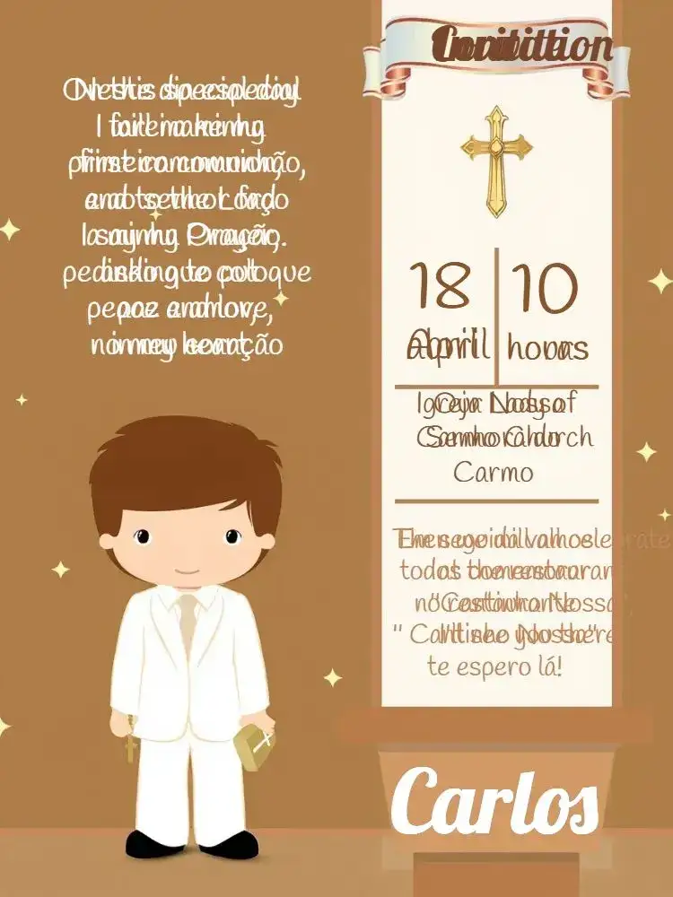 Invitation First Holy Communion Gold – First Communion theme golden, minimalist, modern, elegant, classic