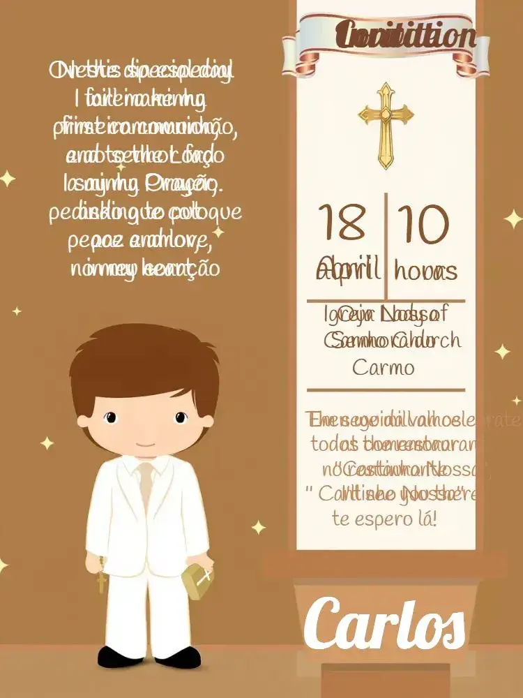 First Holy Communion Gold invitation