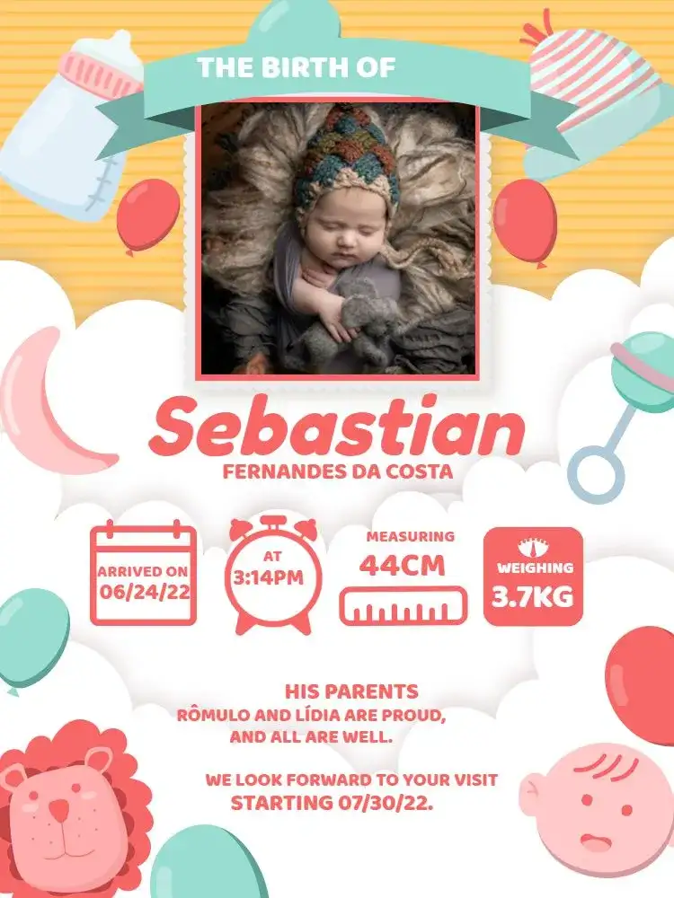 Baby Lion Birth Celebration Card