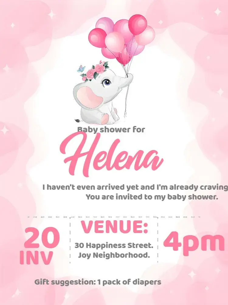 Elephant Baby Shower invitation