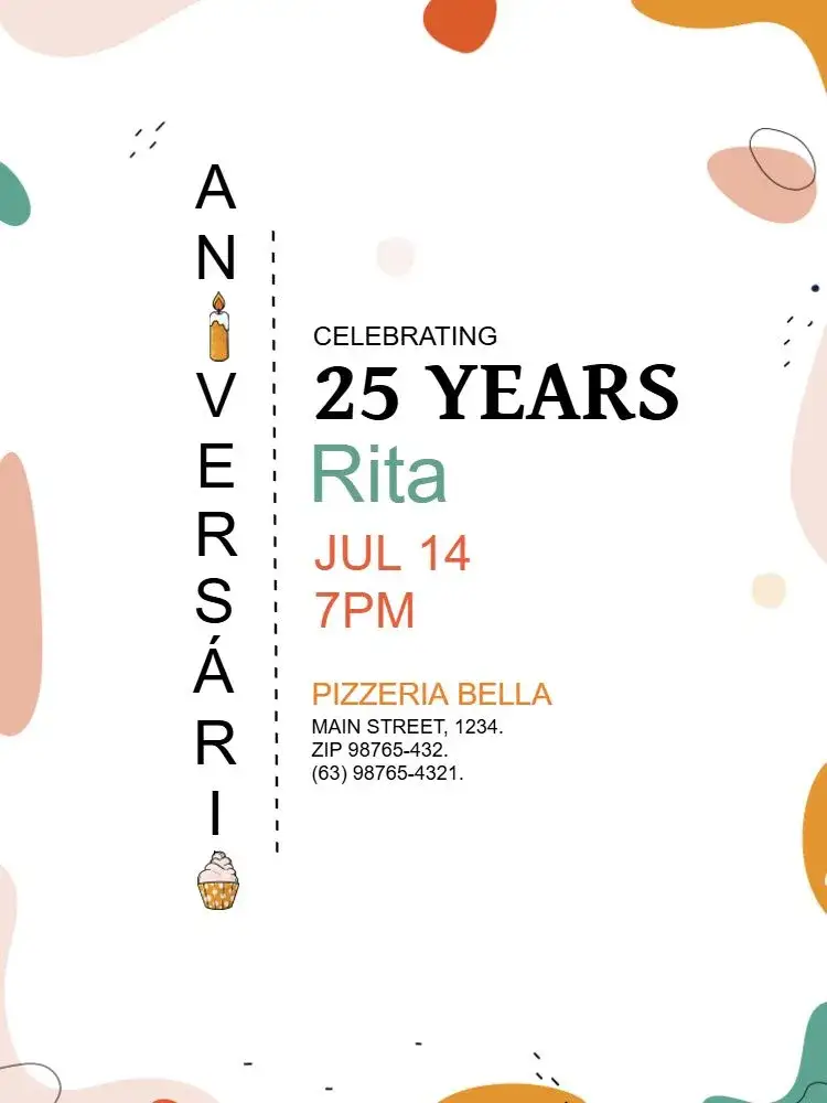 Invitation 25 Years Minimalist Party – Kids' Birthday Party theme minimalist, modern, delicate, youthful, clear