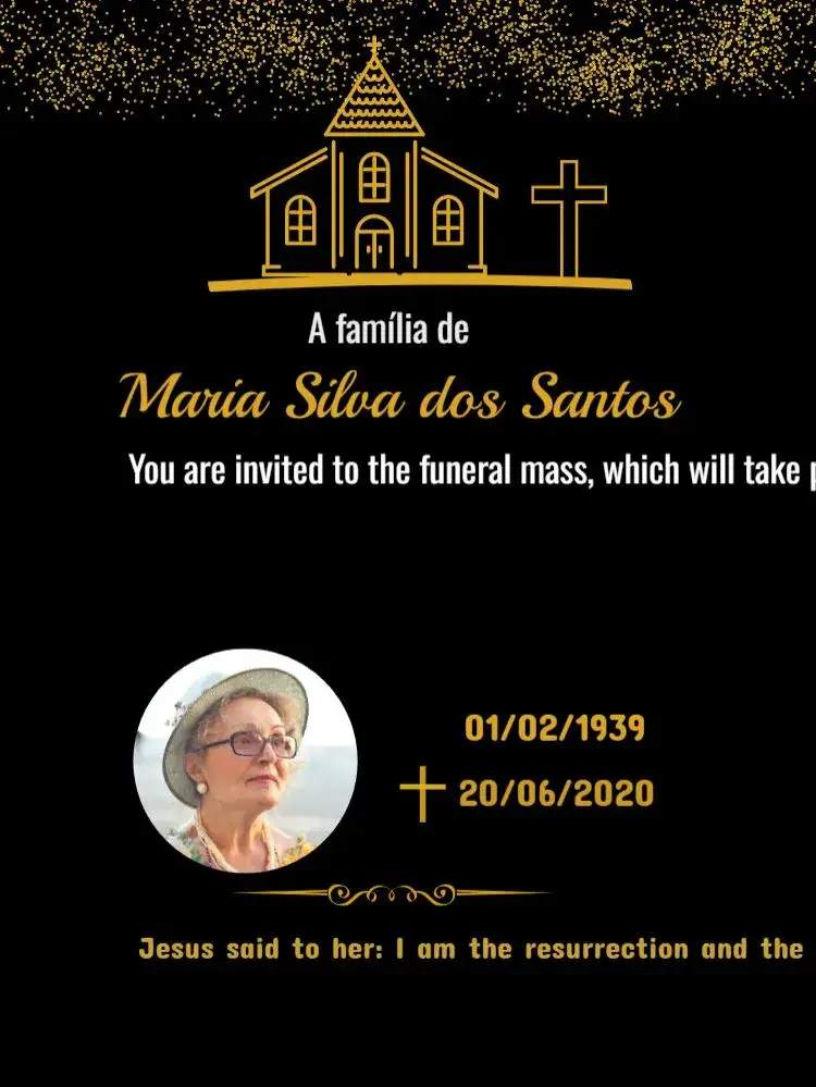 Invitation For Funeral Mass With Photo Mourning – Most searched for theme minimalist, golden, elegant, modern, subtle, comforting