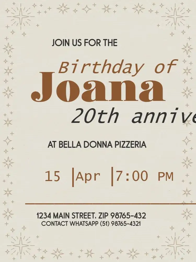 Invitation Delicate Encounter – Kids' Birthday Party theme delicate, feminine, stars, beige, minimalist