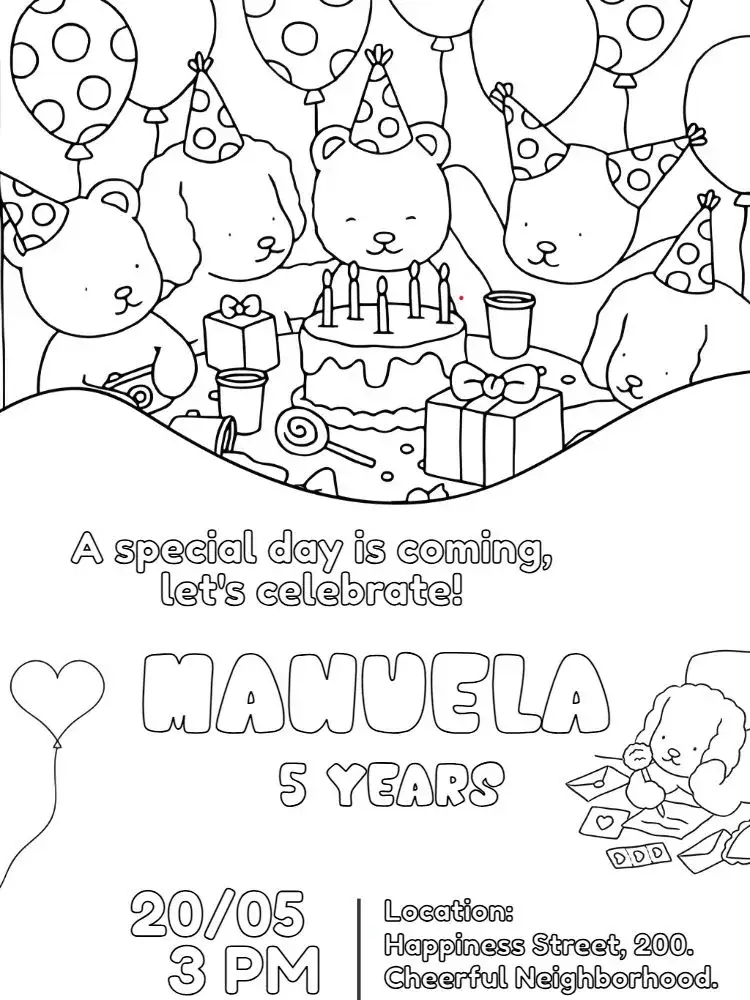 Invitation Bobbie Goods Colorir – Kids' Birthday Party theme colorful, fun, playful, childlike, creative, themed