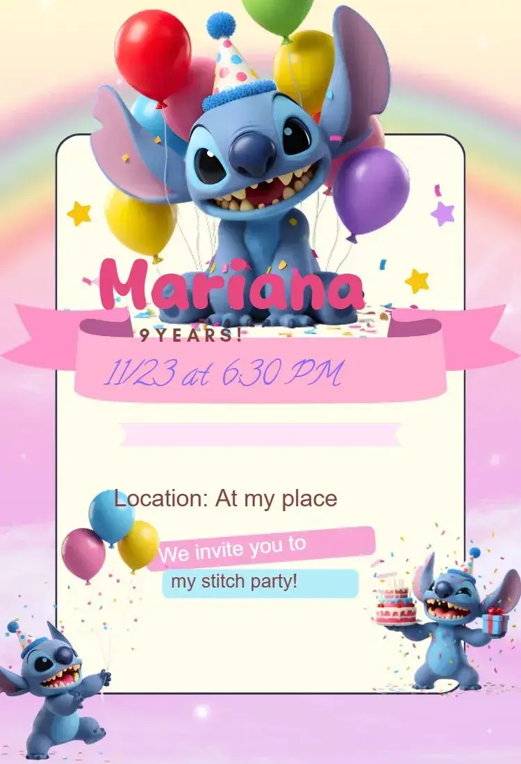 Invite digital stitch invitation editable and customizable