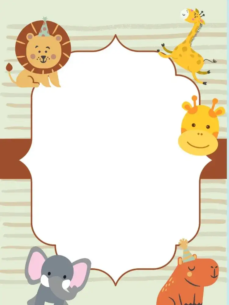 Baby Shower Thank You Card Playful Animals