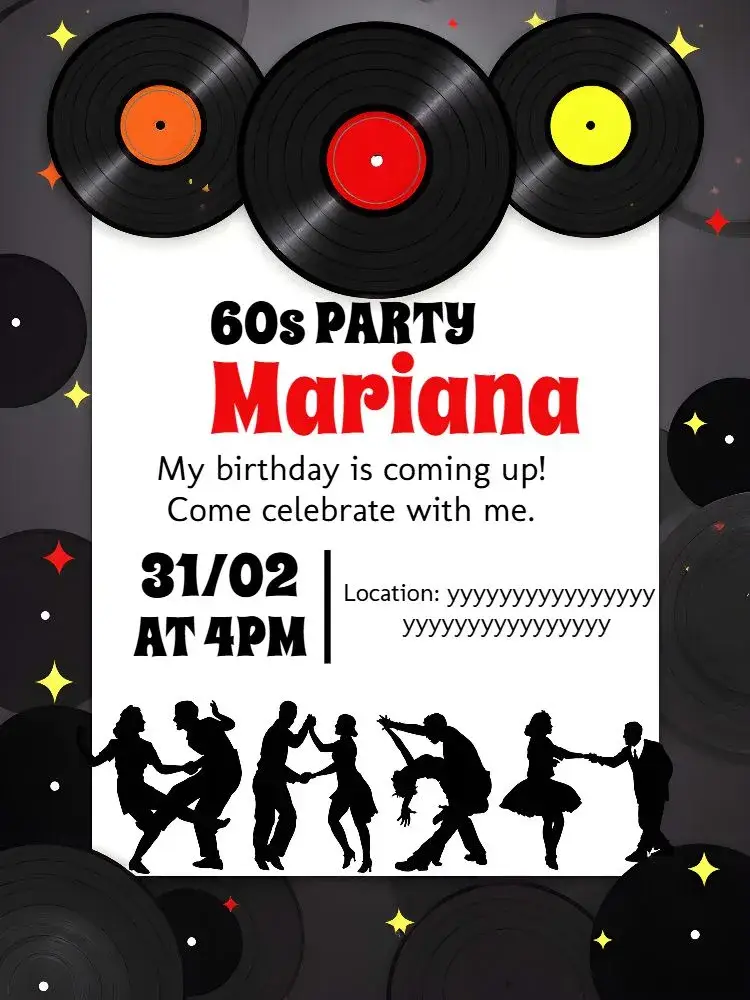 Invite 60s Polka Dots editable and customizable