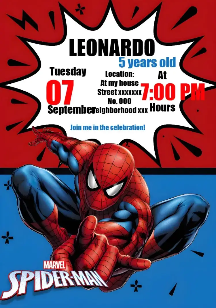 Spider Man Invitation