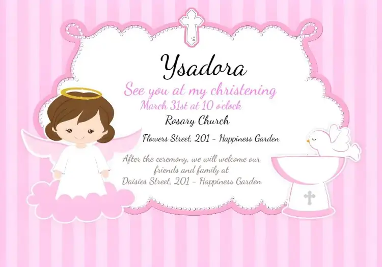 Invitation Little Angel Pink Baptism – Baptism theme pink, white, delicate, angelic, childlike, modern