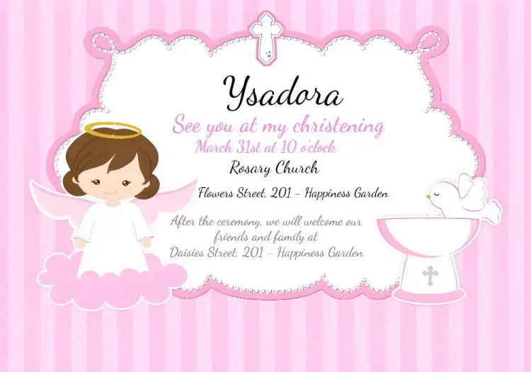 Little Angel Pink Baptism invitation