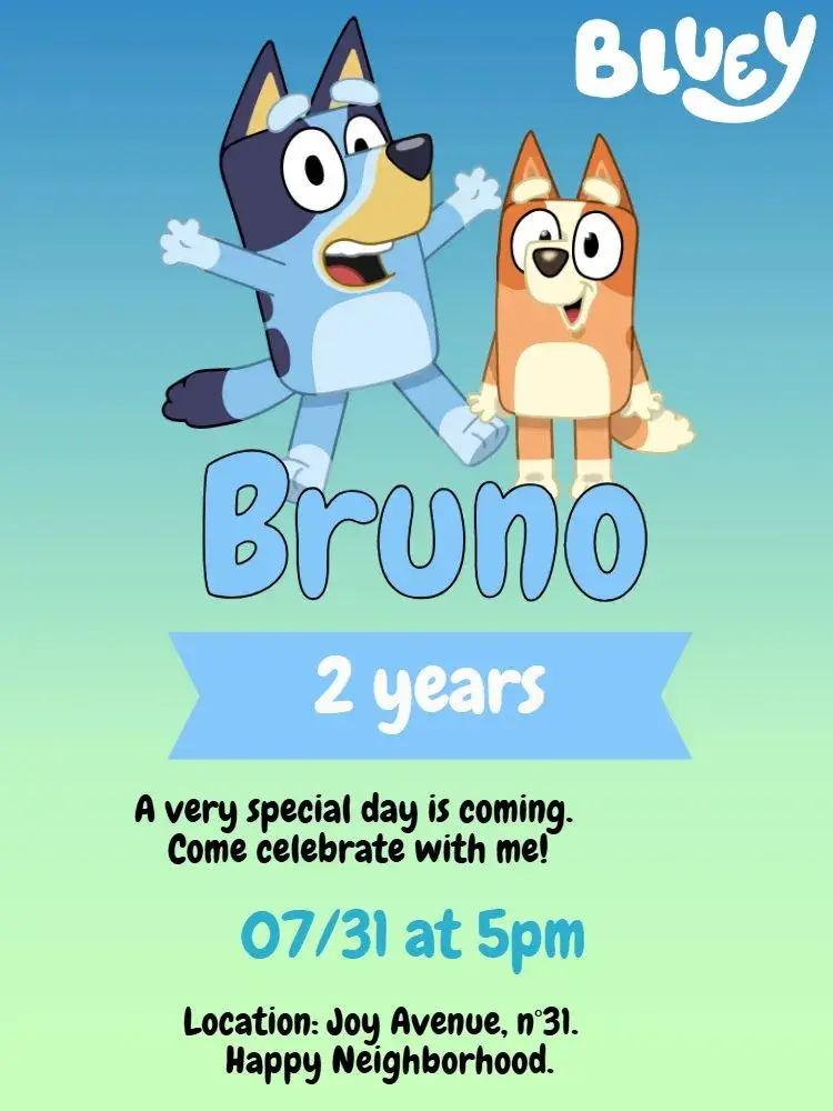 Bluey and Bingo Drawing invitation