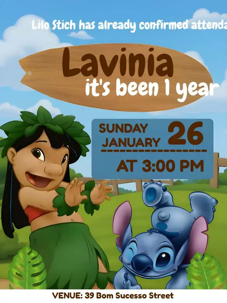Lilo And Stitch Colorful invitation