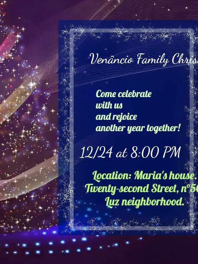 Invitation Family White Christmas – Commemorative Dates theme white, blue, modern, festive, elegant, subtle