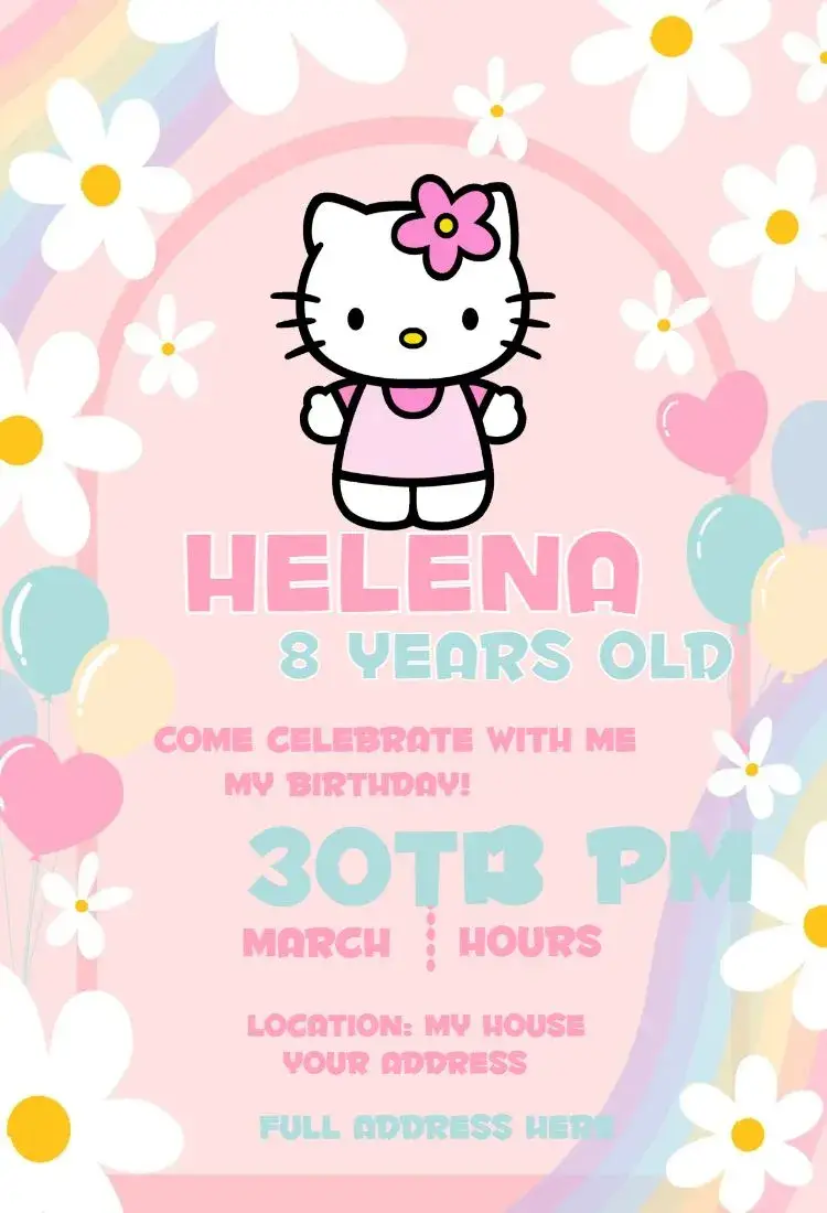 Invite Hello Kitty 1 editable and customizable