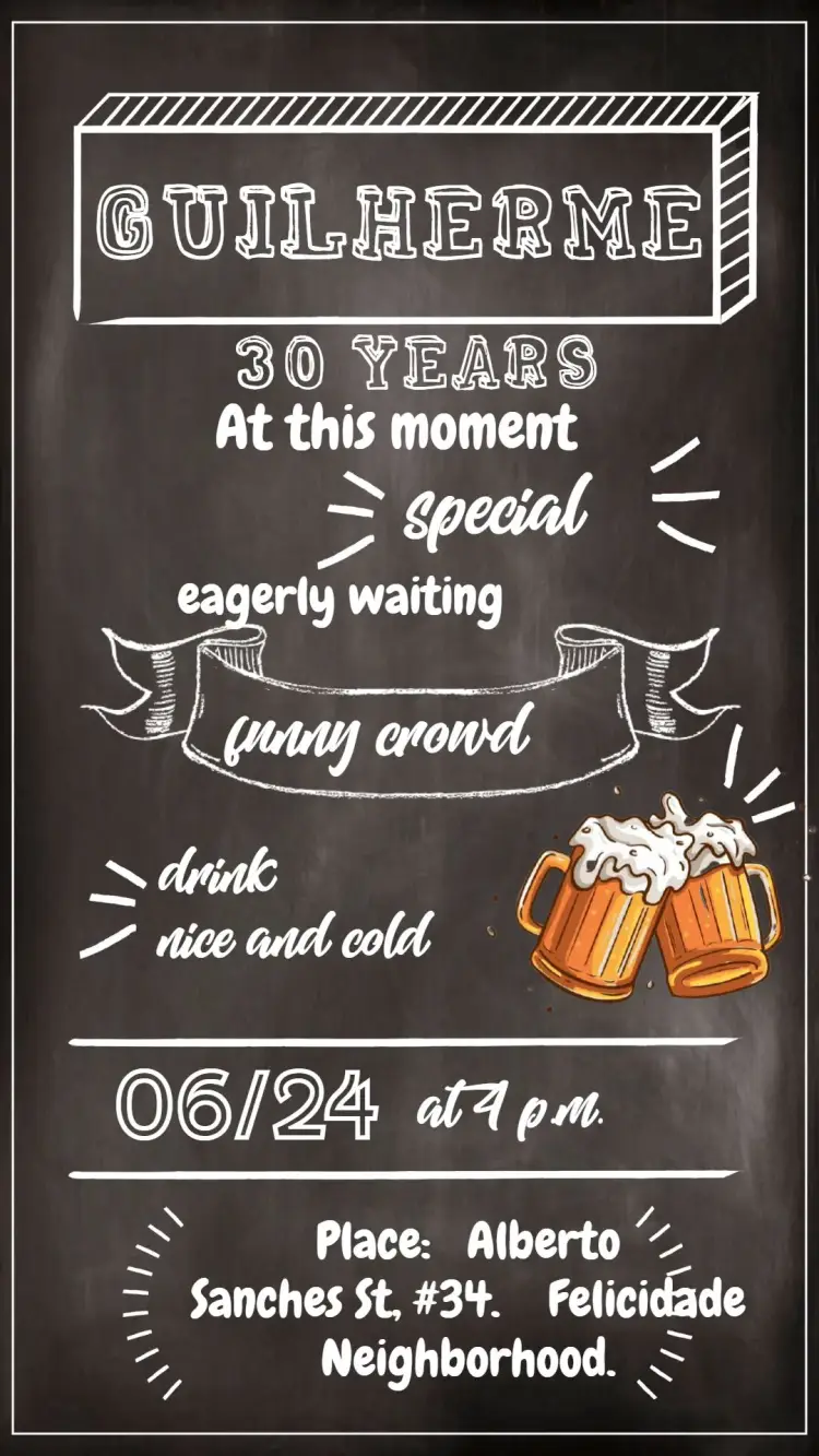 Invite Black Chalkboard Bar editable and customizable