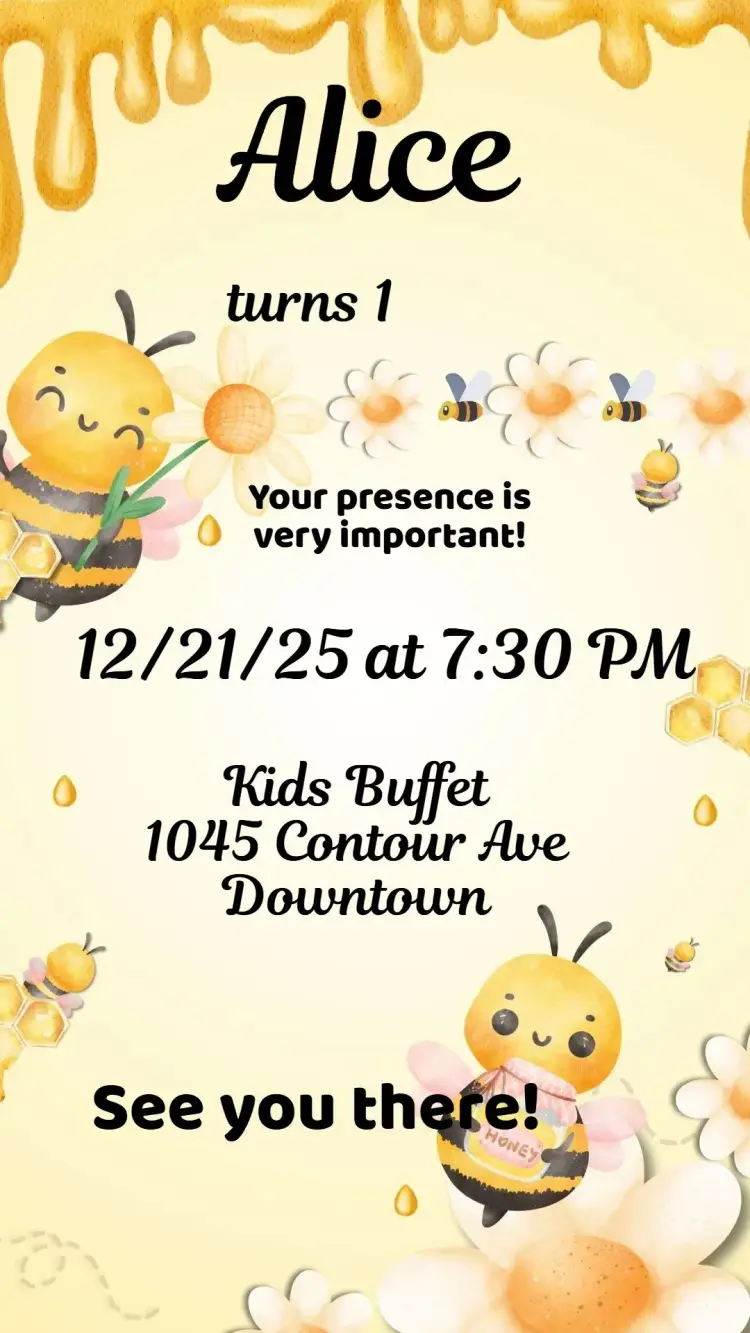 Watercolor Little Bee invitation