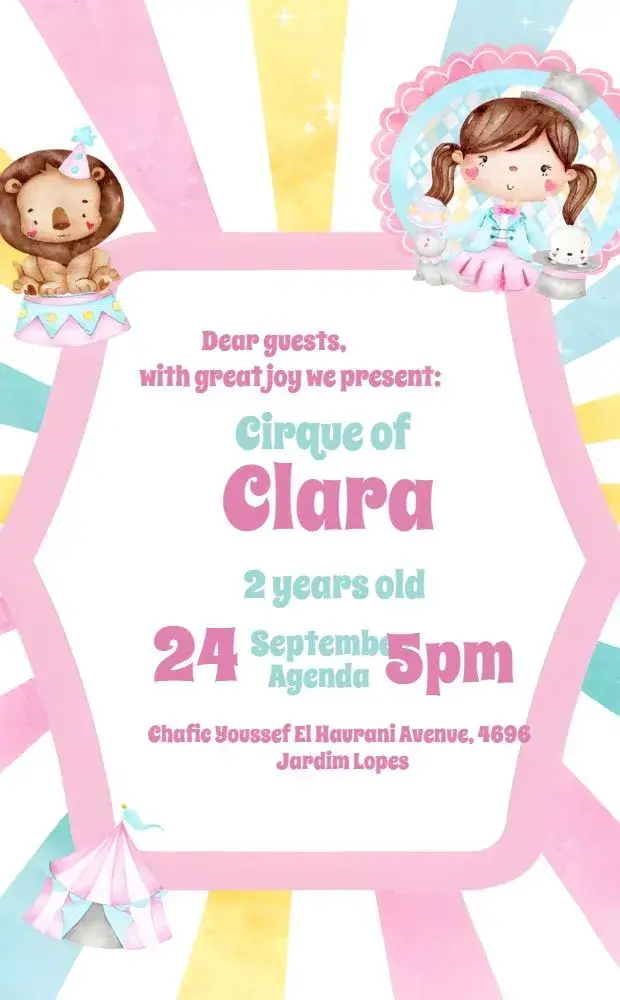 Pink Circus Girl invitation