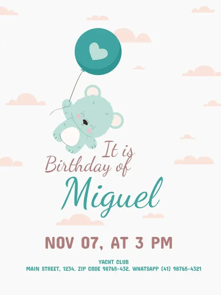 Infant Male Light Green Teddy Bear invitation