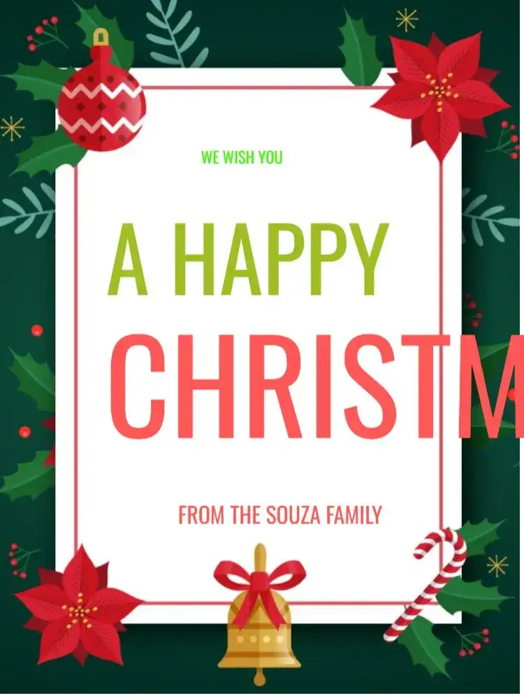 Card Merry Christmas Happy Noel End Of Year Decoration