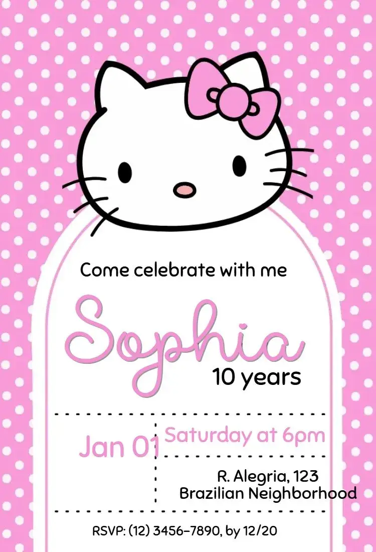 Hello Kitty Poá invitation
