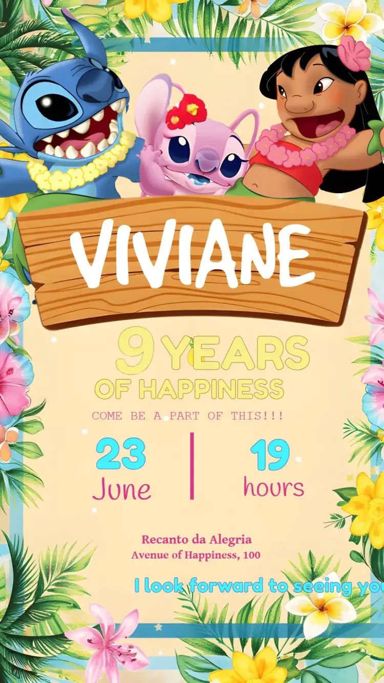 Invitation Lilo And Stitch Mahalo – Most searched for theme tropical, colorful, fun, childish, Hawaiian, animated characters