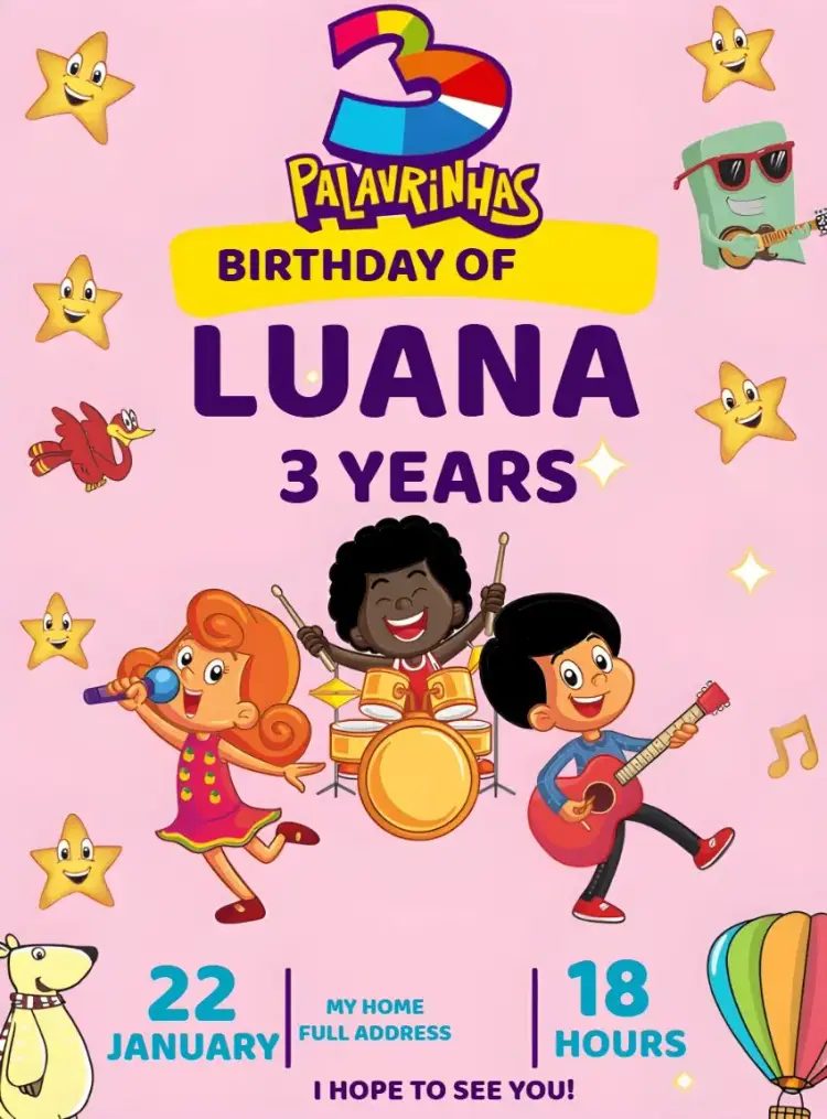 3 Little Words Girl invitation